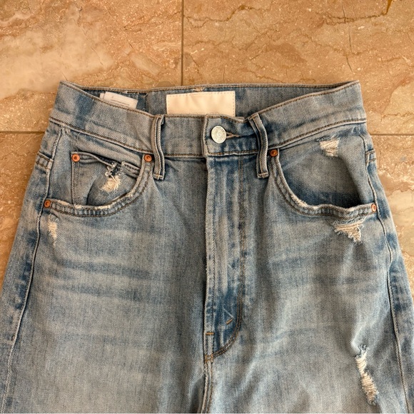 MOTHER High Waisted Tunnel Vision Sneak Undone Hem Straight Leg Jeans, Size 25 - Picture 4 of 10